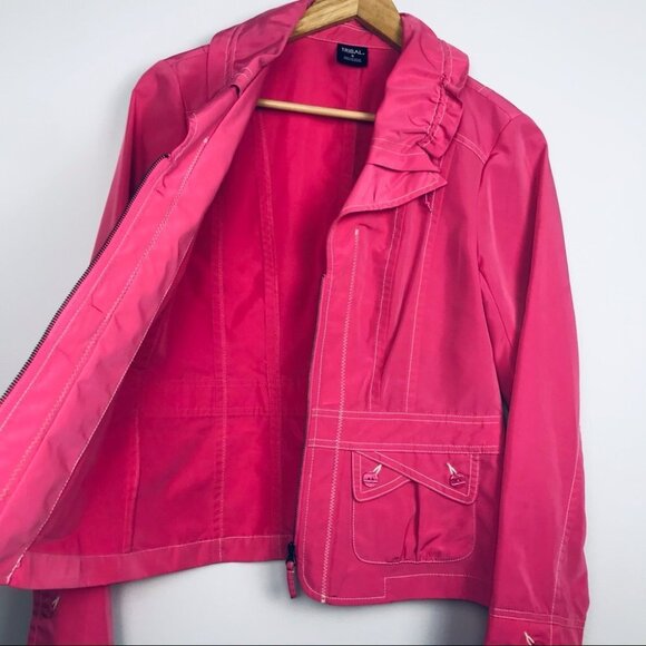 Tribal women Coral  pink Zip-Up Windbreaker jacket - Picture 13 of 14